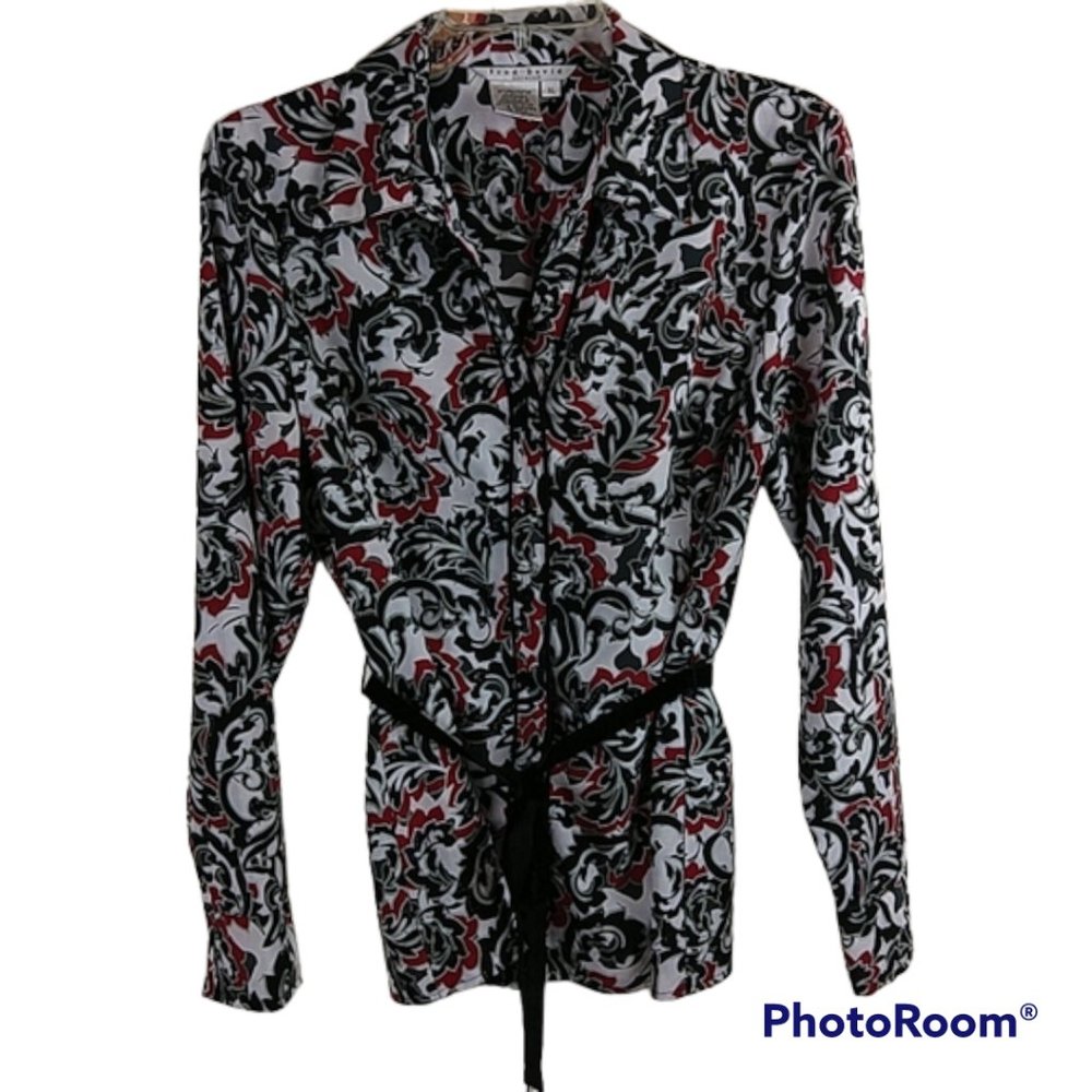 Fred David Stretch Belted LS Open Collar BU Blouse Jacket